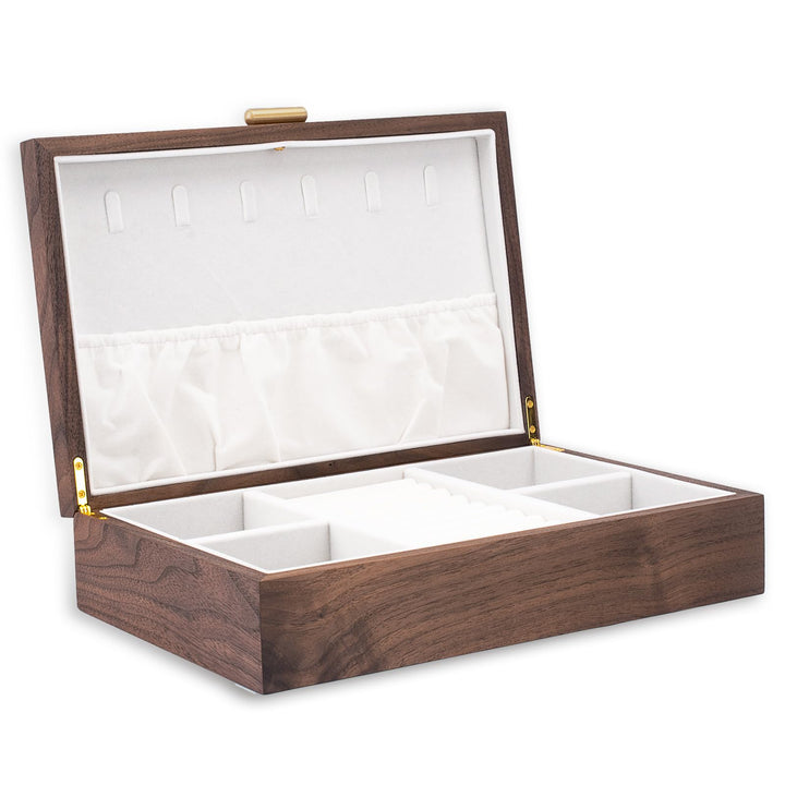 Schmuckkasten – Handgefertigtes Massivholz Retro Schmuck Box mit Schubladen Samt Innenfutter, Armbän