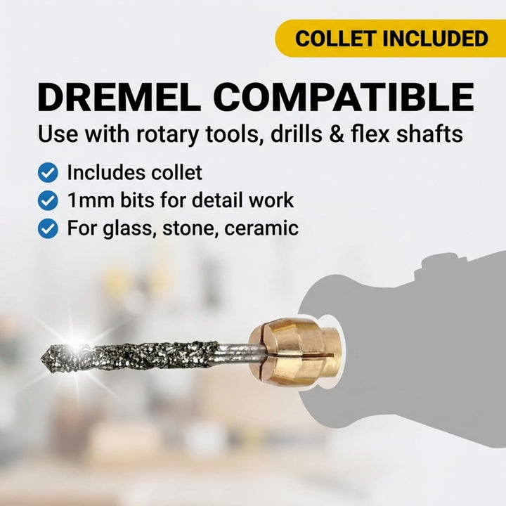 Drilax 1mm Diamantbohrer Set – Diamantbeschichtete Mikro Bohrer für Schmuck, Glas, Muscheln, Edelste