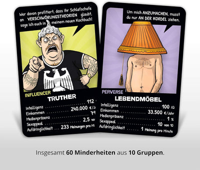 Postillon Games Minderheiten-Quartett, EIN Kartenspiel voller Vorurteile. Der Satire-Klassiker. 100%