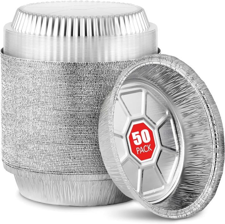 LATERN 50 Stück 18CM Runde Aluminiumfolien Schalen mit Deckeln, 720ml Einweg-Bratbleche Ofen und Gef