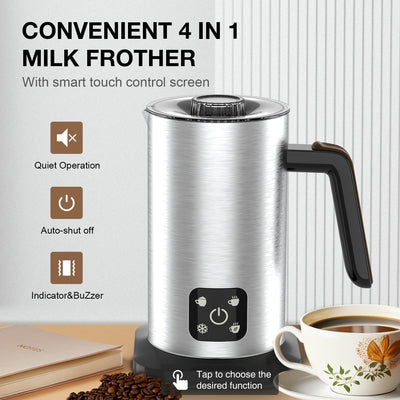 Milchaufschäumer Elektrisch 4-in-1 350 ml Milchschäumer für Heisser und Kalter Milchschaum, Warme Mi