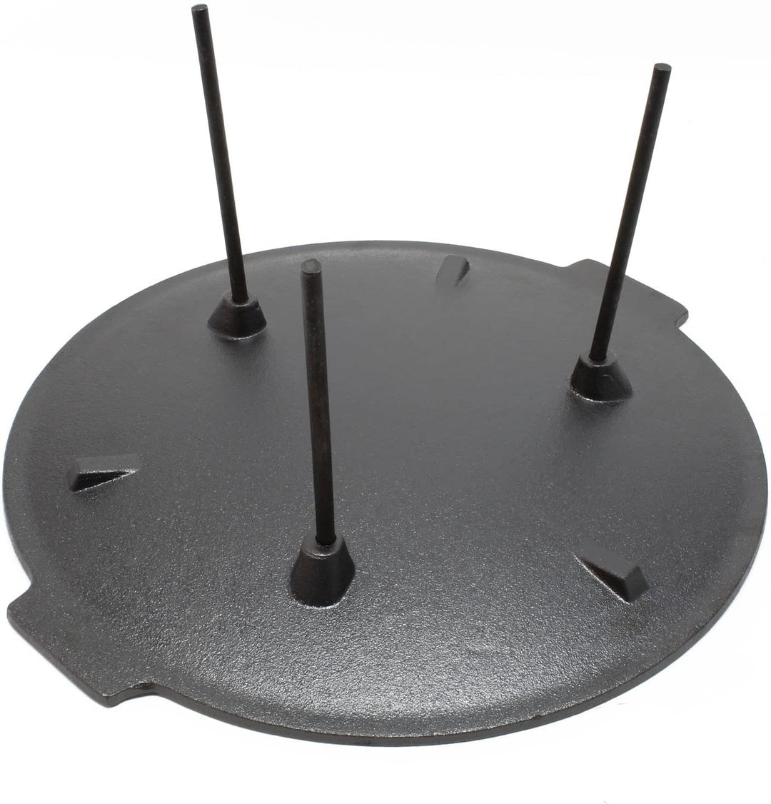 Wiltec Dutch Oven Grillplatte rund Ø44cm Höhe 35cm, Grillaufsatz mit 3 Beinen, Gusseisen mit Antihaf