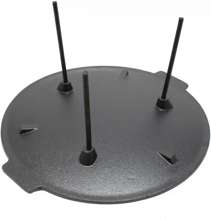 Wiltec Dutch Oven Grillplatte rund Ø44cm Höhe 35cm, Grillaufsatz mit 3 Beinen, Gusseisen mit Antihaf