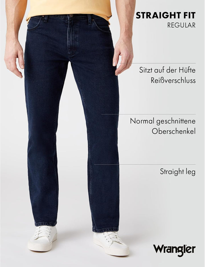 Wrangler Herren Jeans Straight - Mid Waist - Regular Fit - Blau Schwarz W30-W44 30W / 32L Blue Black