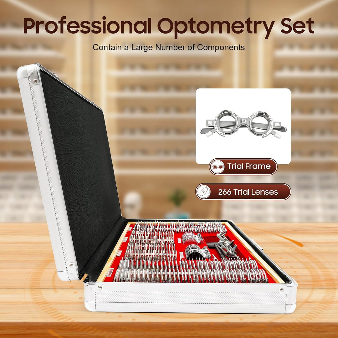 Proberahmen Linsensatz, 266 Stück Optischer Proberahmen Linsensatz Optometrie Kit Metallrand Probera