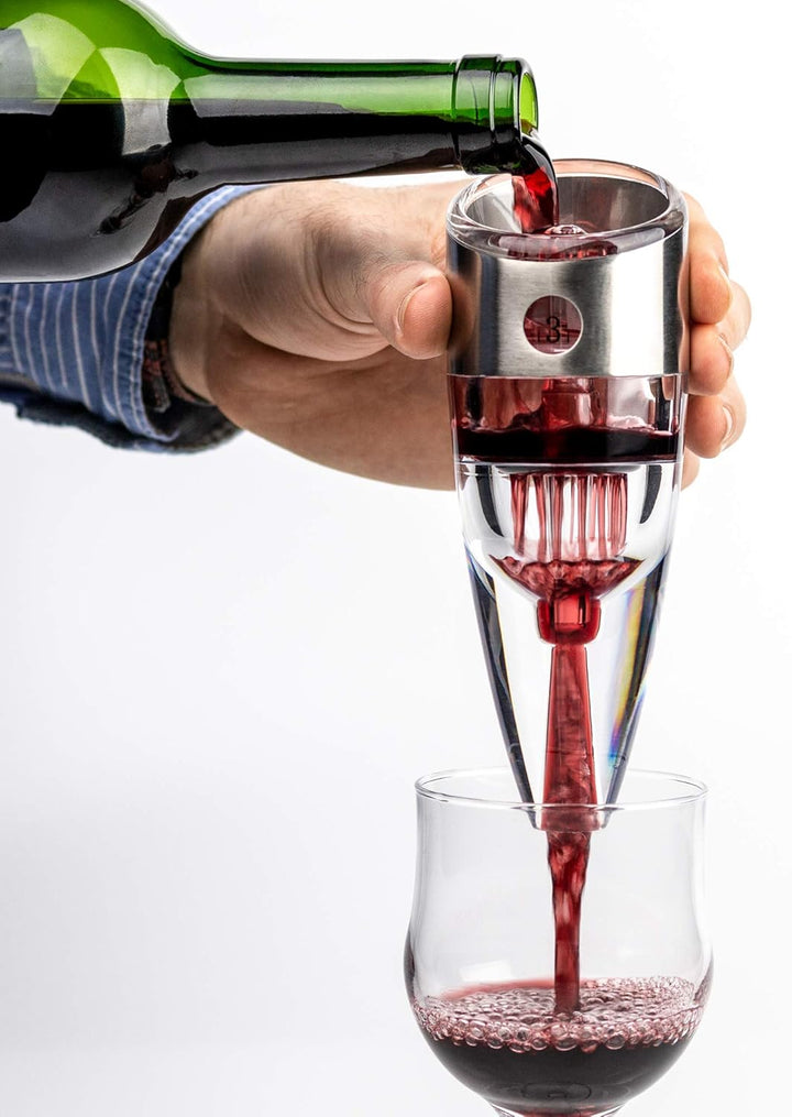 Grunwerg Aperiti Einstellbarer Weinbelüfter in einer Geschenkschatulle aus Bambus – 6 Einstellungen,