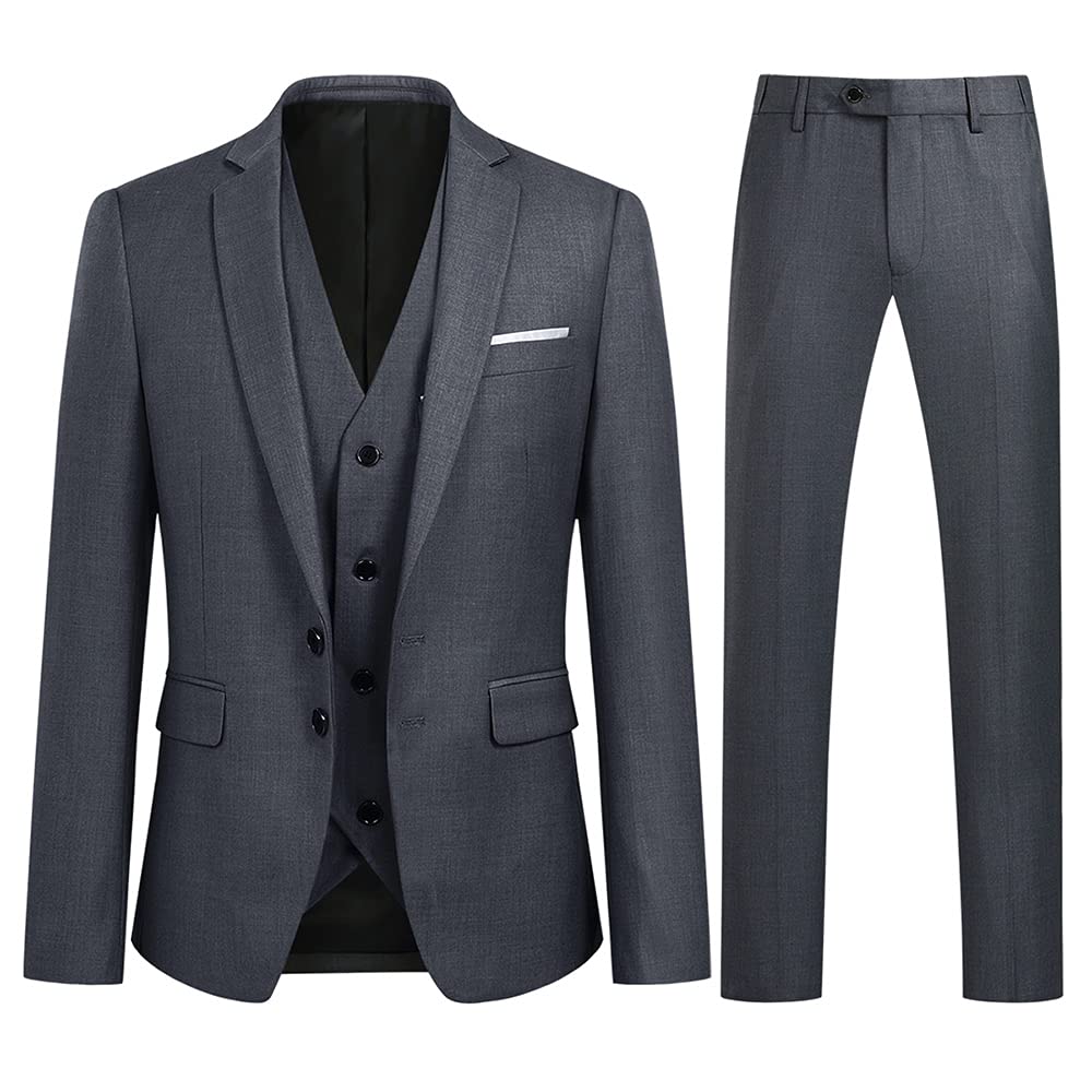 YOUTHUP Anzug Herren 3 Teilig Anzüge Slim Fit 2-Knopf Herrenanzug Modern Formell Sakko Weste Hose fü