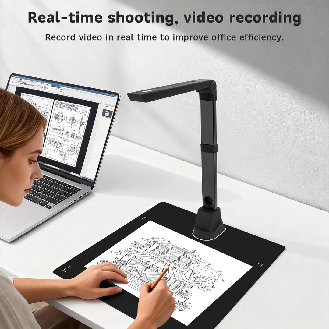 12MP Tragbar Dokumentkamera, Professioneller Buchscanner und Scanner, Dokumentscanner A3/A4 Dokument