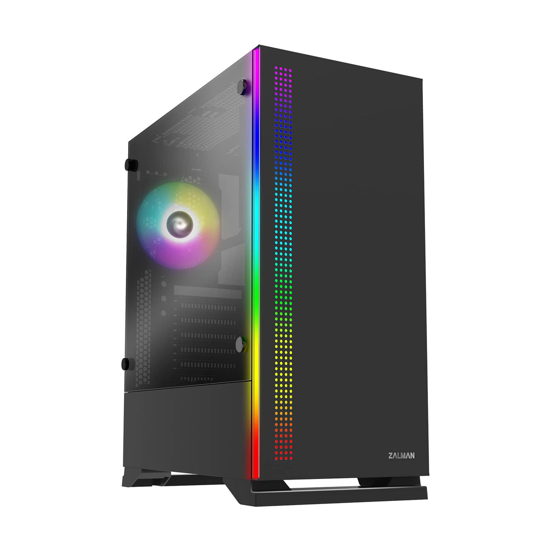 Zalman S5 RGB ATX Gehäuse mit verglasten Paneelen, Schwarz, Schwarz