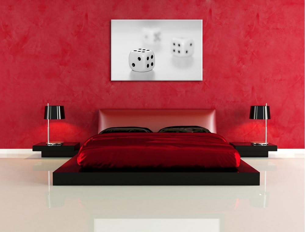 Pixxprint Klassische Würfel auf Leinwand, XXL riesige Bilder fertig gerahmt mit Keilrahmen, Kunstdru