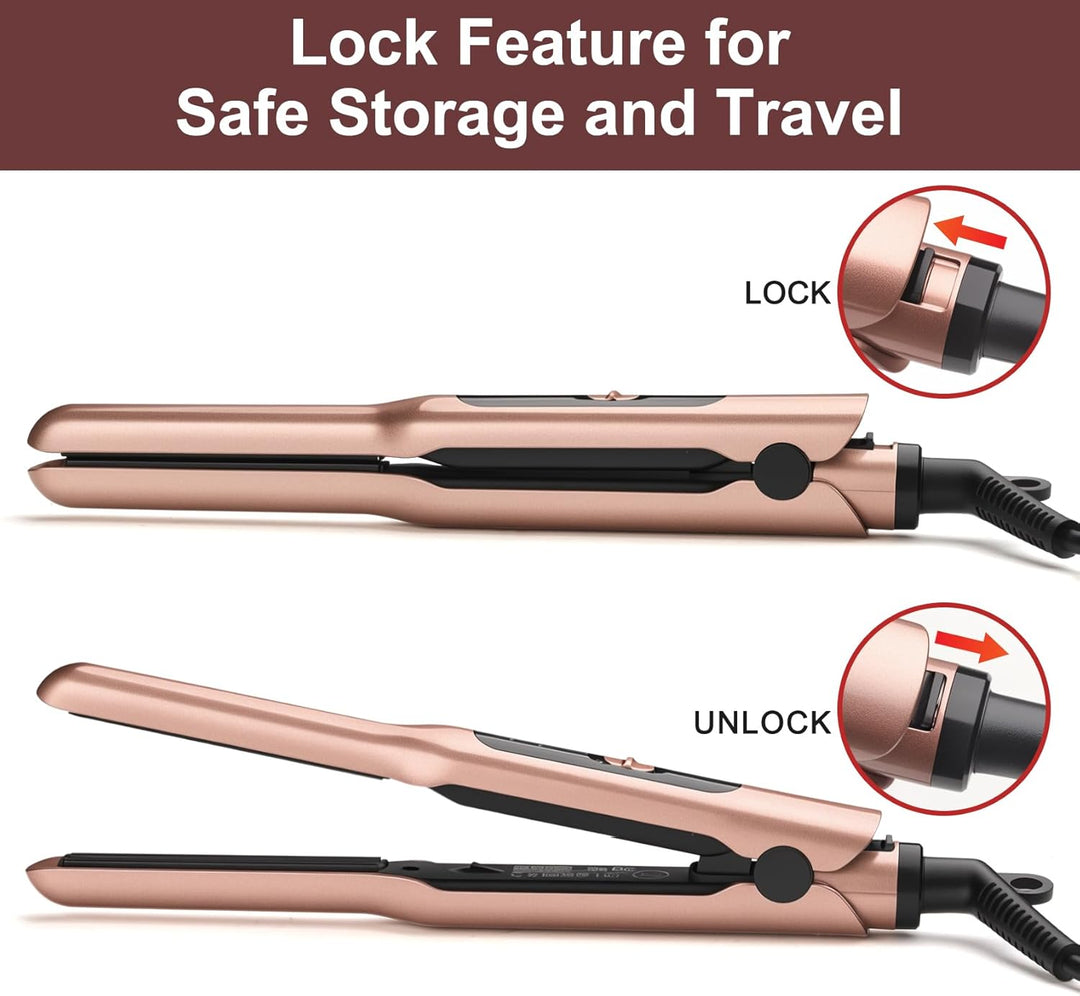 JAETON Small Flat Iron Mini Glätteisen Haarglätter für Kurze Haare,Reise Glätteisen Klein,Duale Span