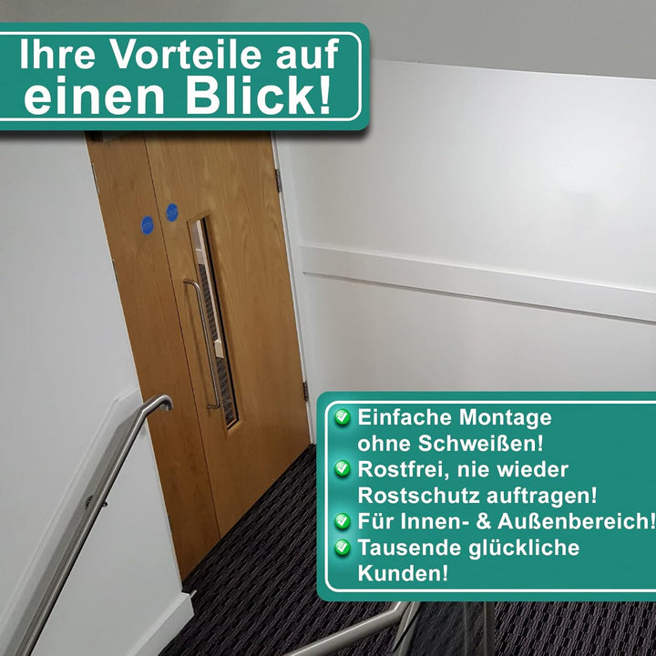 PRIOstahl Handlaufhalter Handlauf Wandhalter Handlaufstütze - 4 x Handlaufträger an die Wand für 42,