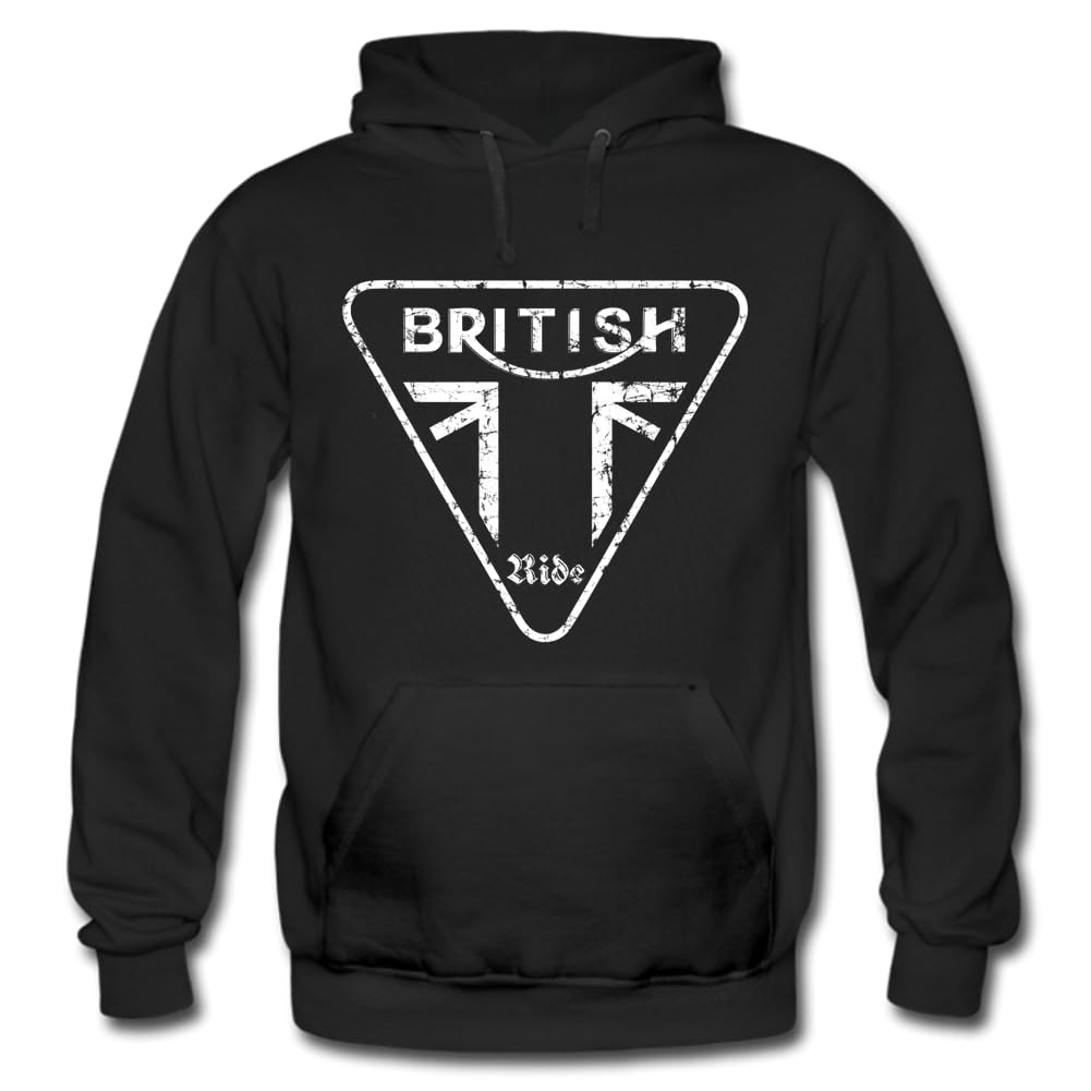 British Ride - Hoodie/Pullover Geschenk für Motorradfahrer Biker Union Jack Trible RS Rocket 3, L Sc