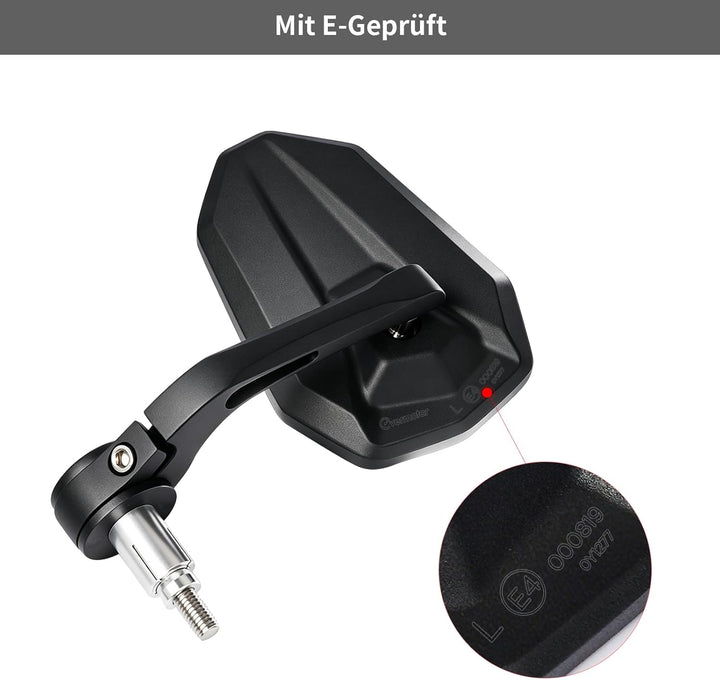 evermotor Lenkerendenspiegel E-geprüft für M8*1.25-Gewinde