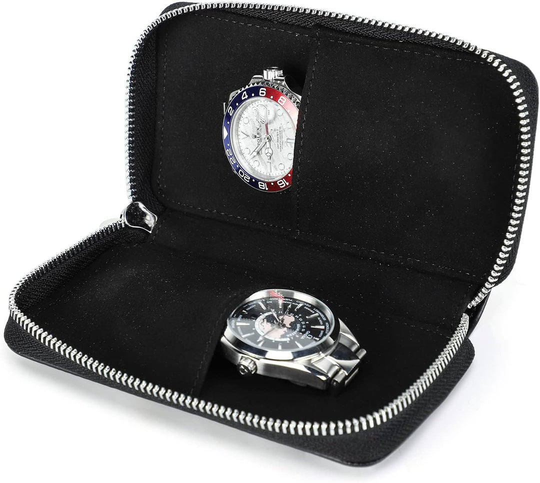 Hiram Uhr Travel Case für 2 Uhren Handgemachte Leder Uhren Aufbewahrungsbox Tragbare Uhr Reise Organ