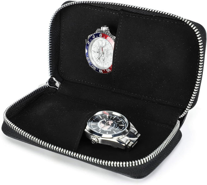Hiram Uhr Travel Case für 2 Uhren Handgemachte Leder Uhren Aufbewahrungsbox Tragbare Uhr Reise Organ