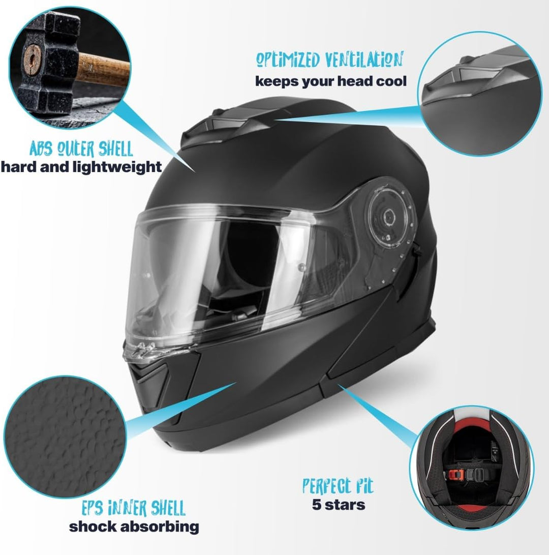 VINZ Santos Klapphelm mit Sonnenblende | ECE 22.06 & PINLOCK vorbereitet | Motorrad Helm Integralhel