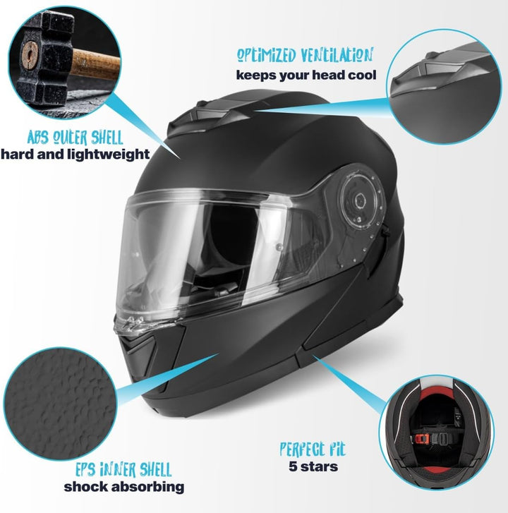 VINZ Santos Klapphelm mit Sonnenblende | ECE 22.06 & PINLOCK vorbereitet | Motorrad Helm Integralhel