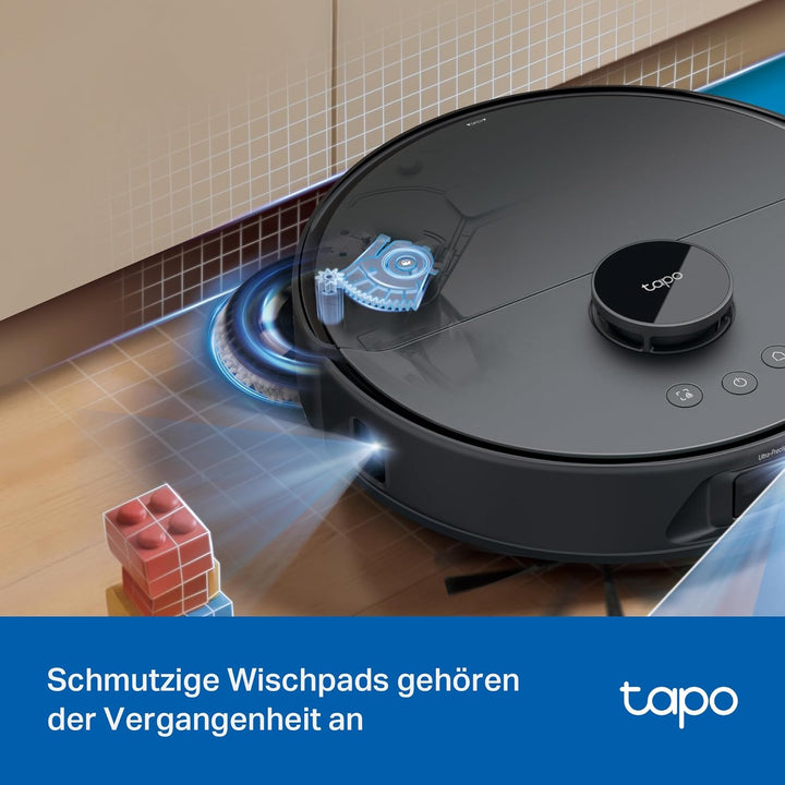 Tapo RV50 Pro Omni Saugroboter mit Wischfunktion, 15.000 Pa, Heisswasserwäsche bei 60 °C & Selbsttro