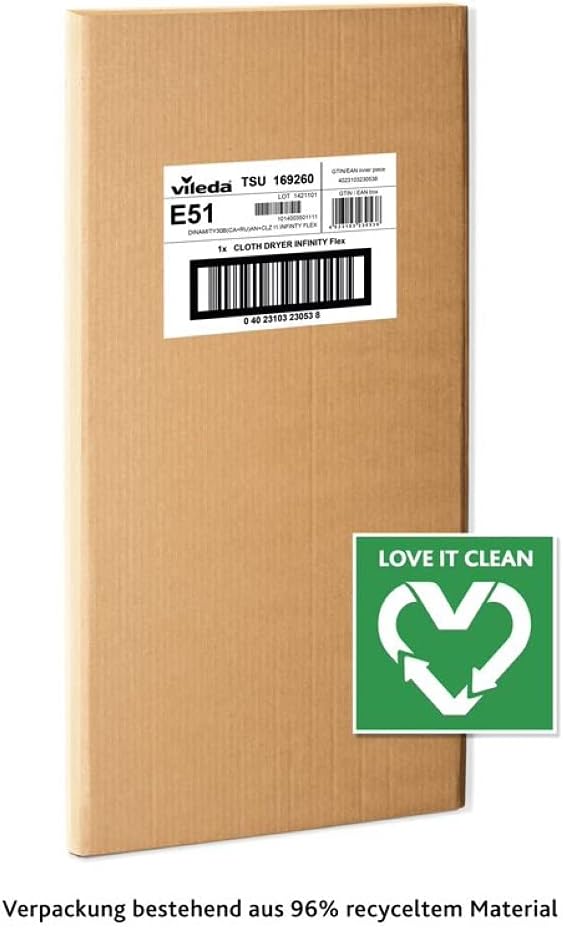 Vileda Infinity Flex Wäscheständer XXL ausziehbar, bis zu 2m ausziehbares Mittelteil, 30m Trockenlei