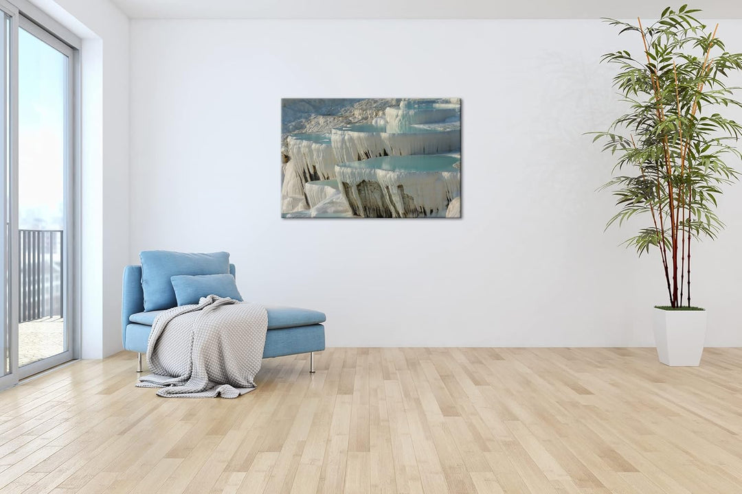deyoli Kalksinterterrassen in Pamukkale im Format: 80x60 als Leinwandbild, Motiv fertig gerahmt auf