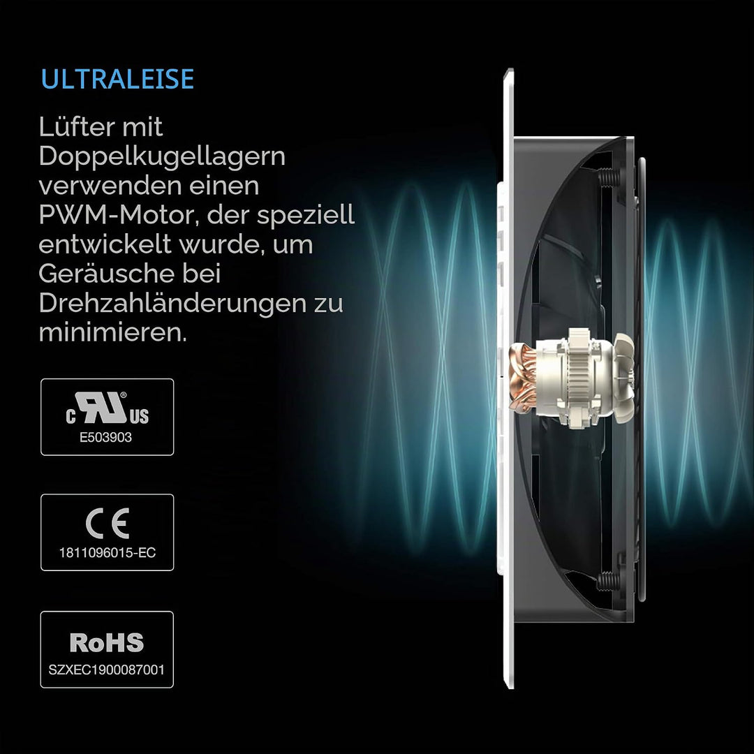 AC Infinity AIRPLATE T8 Weiss, Leise Kühlung Dual-Fan System 15,2 cm mit Thermostat Kontrolle, für H