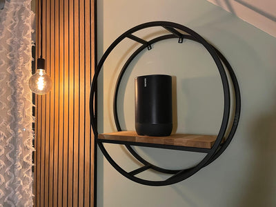 FLEXISTYLE Metall Wandregal 60 cm XXL, Schwarz, Europäische Oval geometrische Linie Design Wand Eich