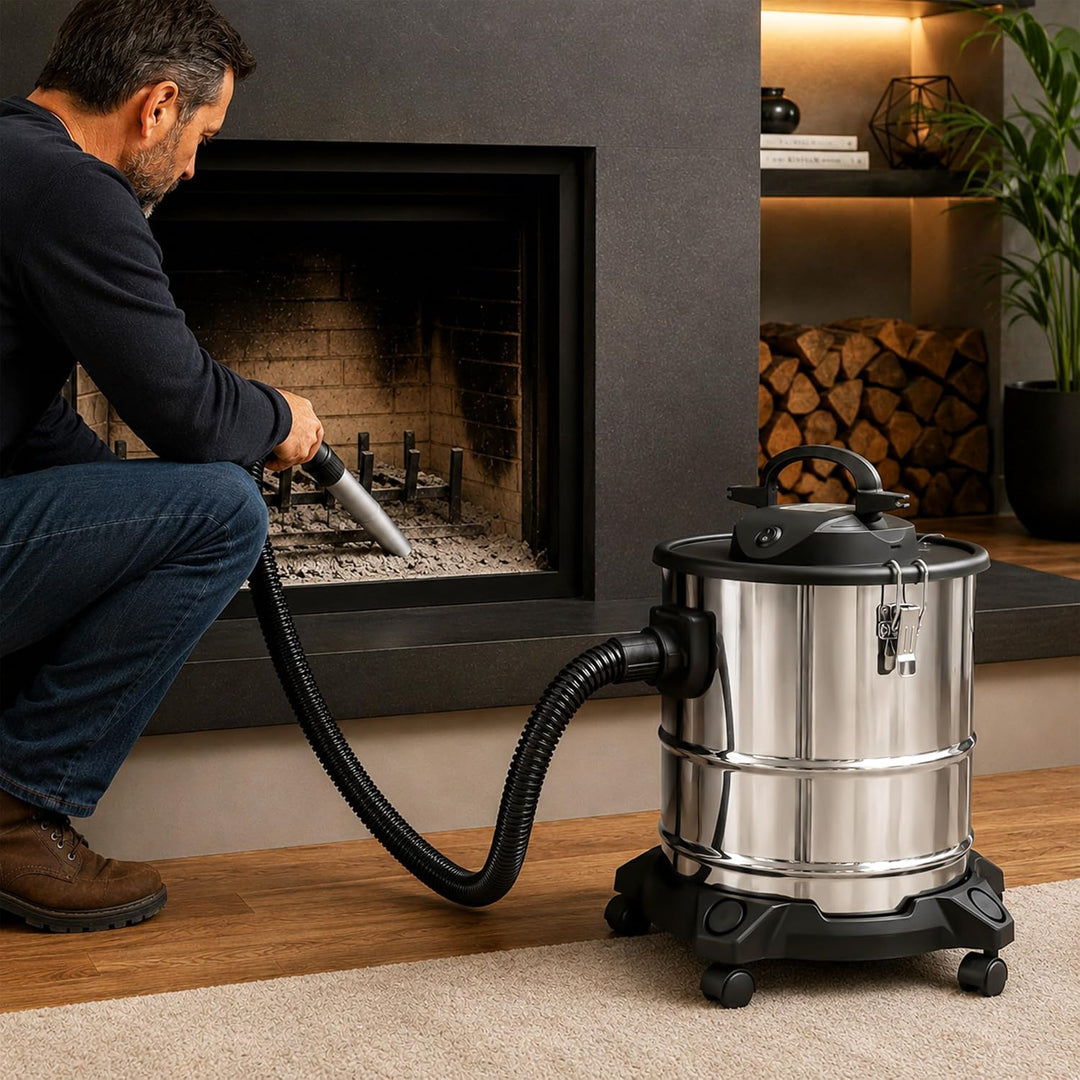 Aschesauger 20L 1650W Kaminsauger Staubsauger (Kabellänge ca. 4m) Inkl. HEPA Filter + Blasfunktion +