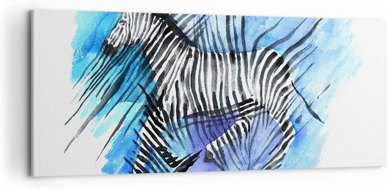 Panorama Bilder auf Leinwand 100x40cm Leinwandbild Zebra Streifen Tierwelt Pelz Gross Wanddeko Bild