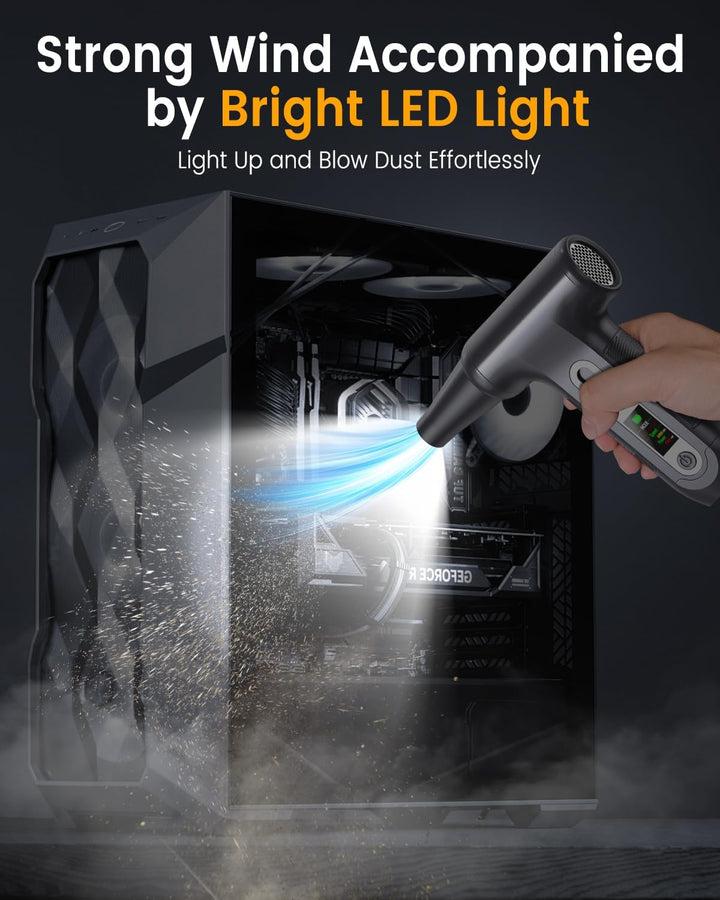 Elektrische Staubgebläse 200000 RPM mit HD‑Display - Air Duster Mini‑Gebläse für PC‑Reinigung mit LE