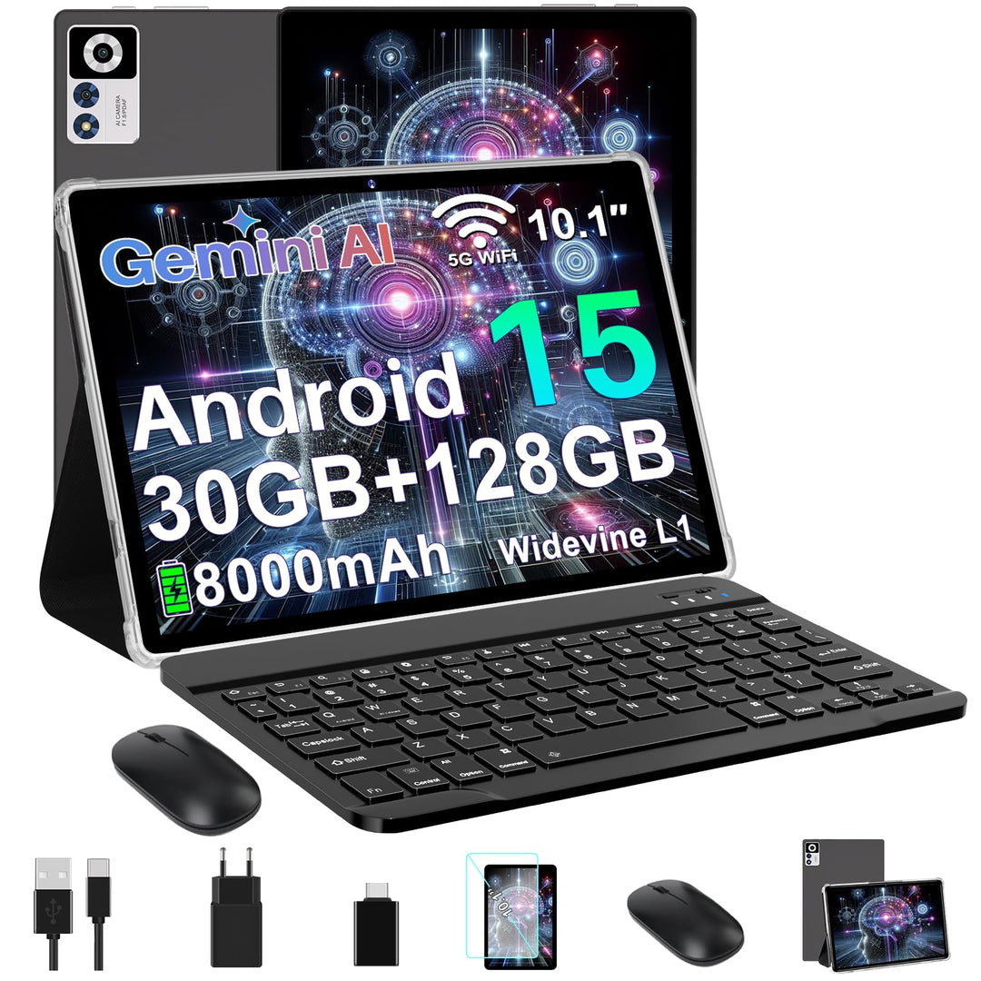 ZIOVO 2026 Neuest Android 15 Tablet 10.1 Zoll, 30GB RAM+128GB ROM+2TB, Gemini AI, 5G WLAN, Octa-Core