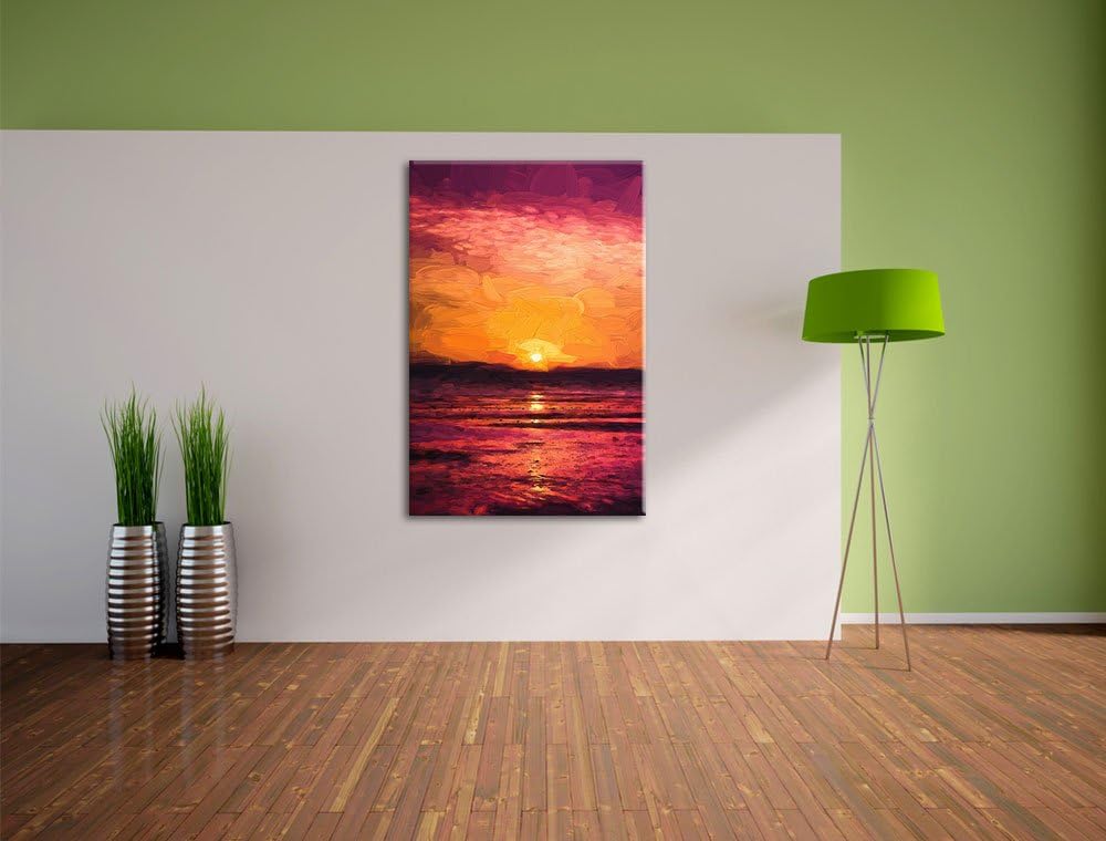 Pixxprint Sonnenaufgang über Meer als Leinwandbild/Grösse: 100x70 cm/Wandbild/Kunstdruck/fertig besp