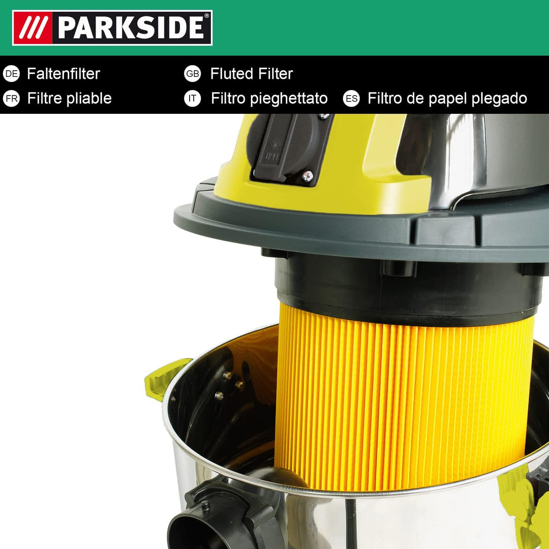 Original Parkside Faltenfilter mit Bajonett Deckel für Nass Trocken Sauger PNTS 1300 C3 IAN 102791,