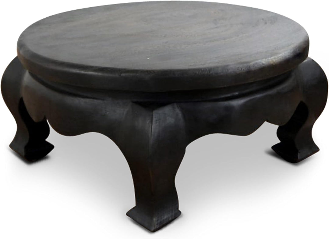 livasia Opiumtisch aus Massivholz – Ø50cm, 24cm hoch – Handgeschnitzter Beistelltisch Holz aus Thail