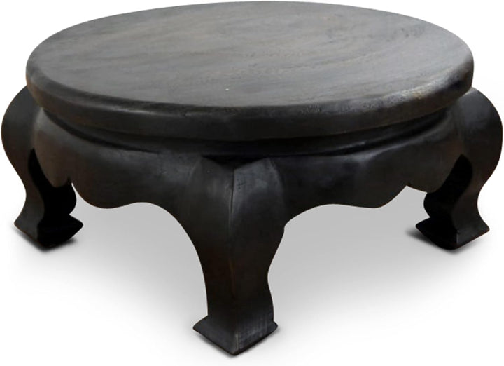 livasia Opiumtisch aus Massivholz – Ø50cm, 24cm hoch – Handgeschnitzter Beistelltisch Holz aus Thail