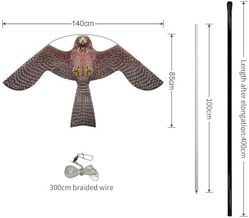 Flyonte Vogelschutz-Teleskop-Vogelscheuchen-Stil A-Drachen mit 4m ausziehbarer Stange Vogelabwehr-Dr