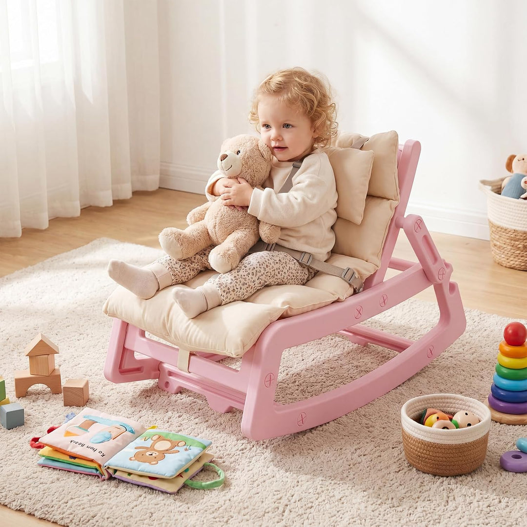 COSTWAY 2 in 1 Babywippe, Baby Schaukelstuhl mit verstellbarer Rücklehne, waschbarem Kissen &amp; Sicher