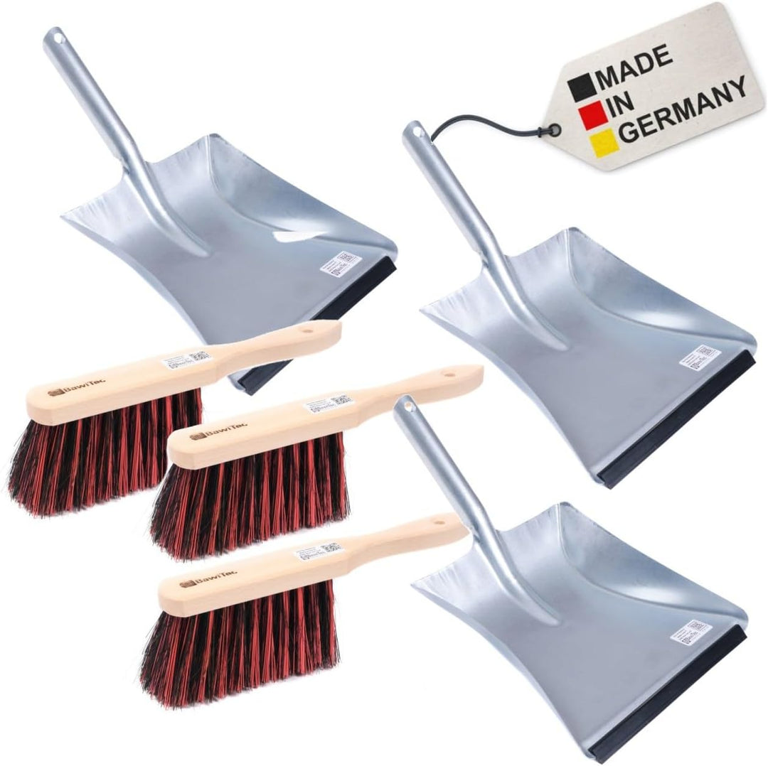BawiTec 3er-Set Kehrgarnitur Kehrset Naturhaar Rosshaar Arenga Kunsthaar Borsten Industrie Handfeger