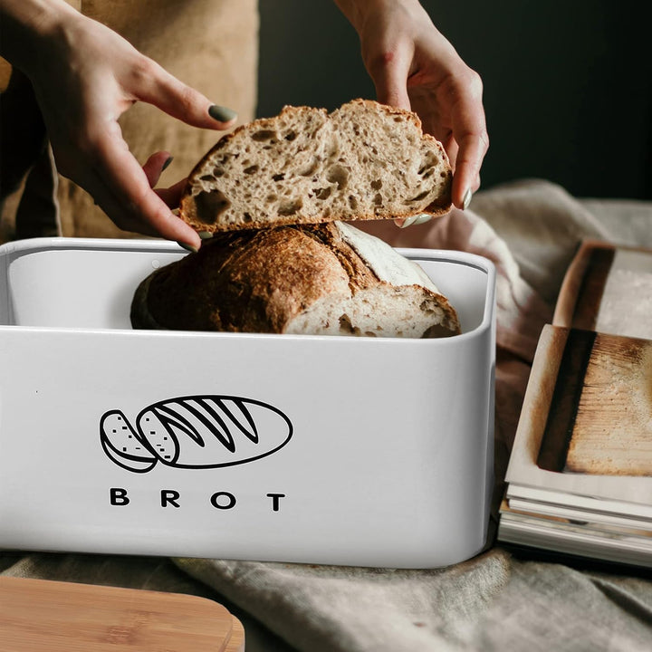 Theo&Cleo Brotkästen mit Deckel, Deckel aus Ökologisches Bambus, Kann als Schneidebrett, Geräumiger