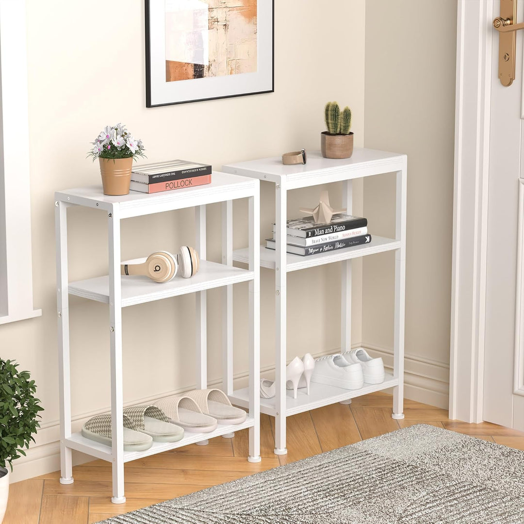 Schmaler Beistelltisch, Nachttisch, Kleiner Tisch, 3 Ablagen Nachttisch Schmal mit Stauraum, sofa be