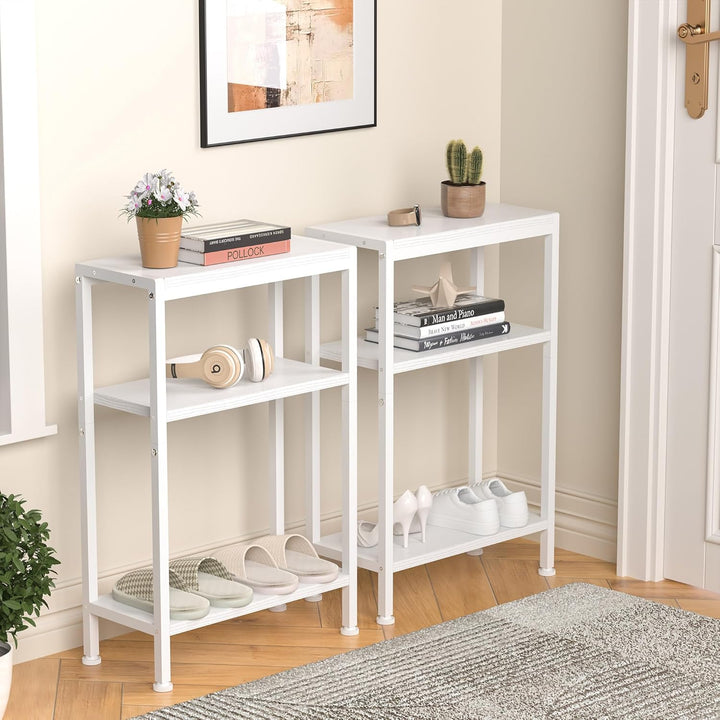 Schmaler Beistelltisch, Nachttisch, Kleiner Tisch, 3 Ablagen Nachttisch Schmal mit Stauraum, sofa be