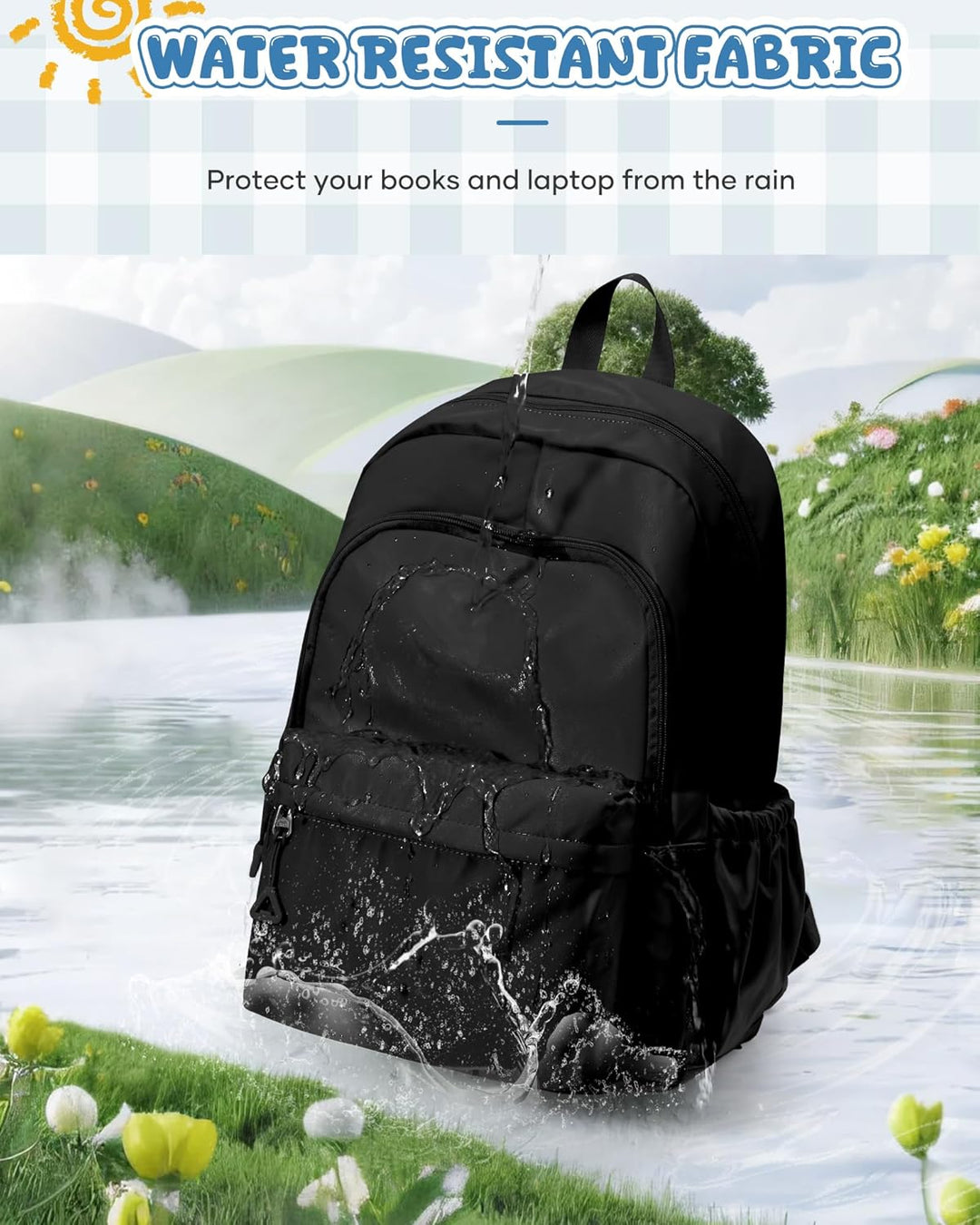 winspansy Schulrucksack Teenager Mädchen Jungen Schultasche Leichter Rucksack Schule Herren Damen Ae