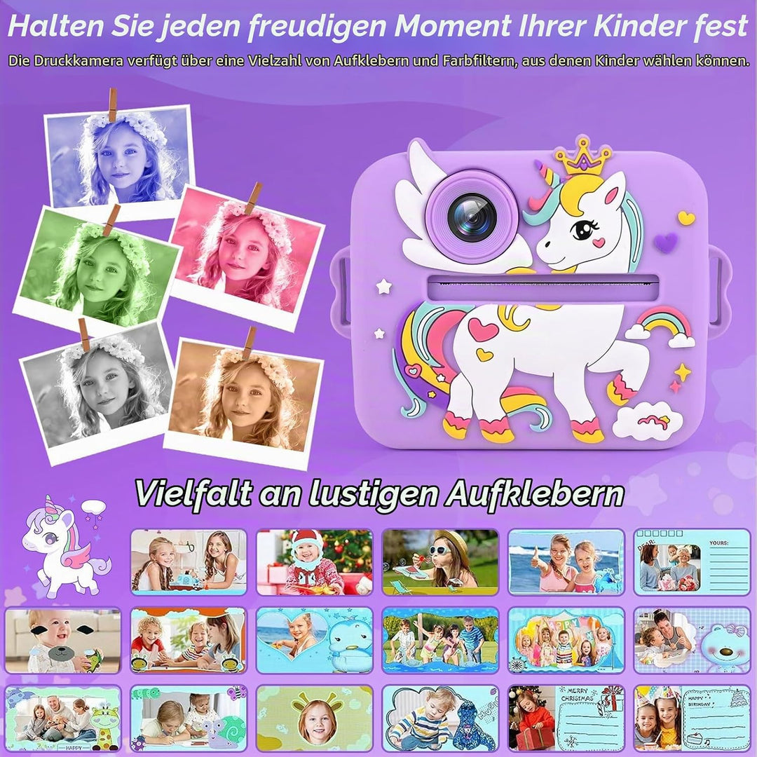 Kinderkamera Sofortbildkamera, 1080P HD Digitalkamera für Kinder mit 2,4 Zoll &amp; 32G Karte, Sofortbil