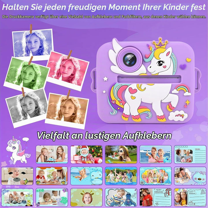 Kinderkamera Sofortbildkamera, 1080P HD Digitalkamera für Kinder mit 2,4 Zoll &amp; 32G Karte, Sofortbil