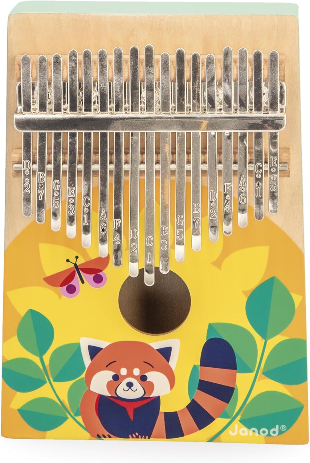 Janod - Holz Kalimba - Musikalische Früherziehung und Imitation - 17 Metallschlüssel - Kalimba für K