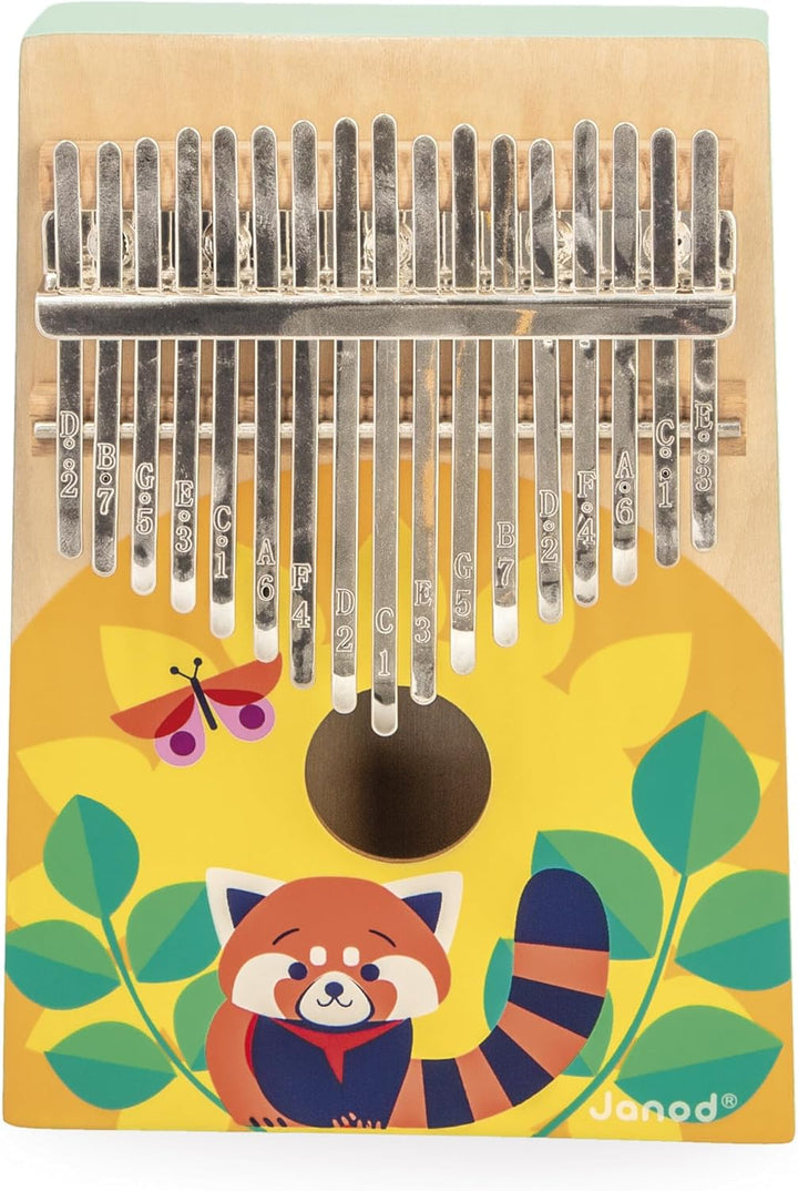 Janod - Holz Kalimba - Musikalische Früherziehung und Imitation - 17 Metallschlüssel - Kalimba für K