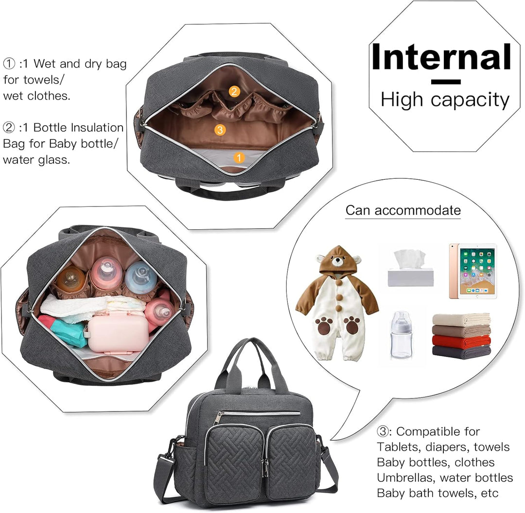 KONO Baby-Wickeltasche, stilvoll, für Mama und Papa, wandelbare Reisetasche mit isolierten Taschen D