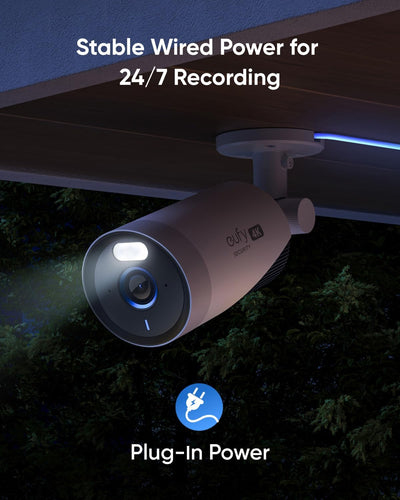 eufy Security eufyCam E330 Überwachungskamera aussen 4 Set, 4K, 24/7 Aufnahme, Netzstrombetrieben, W