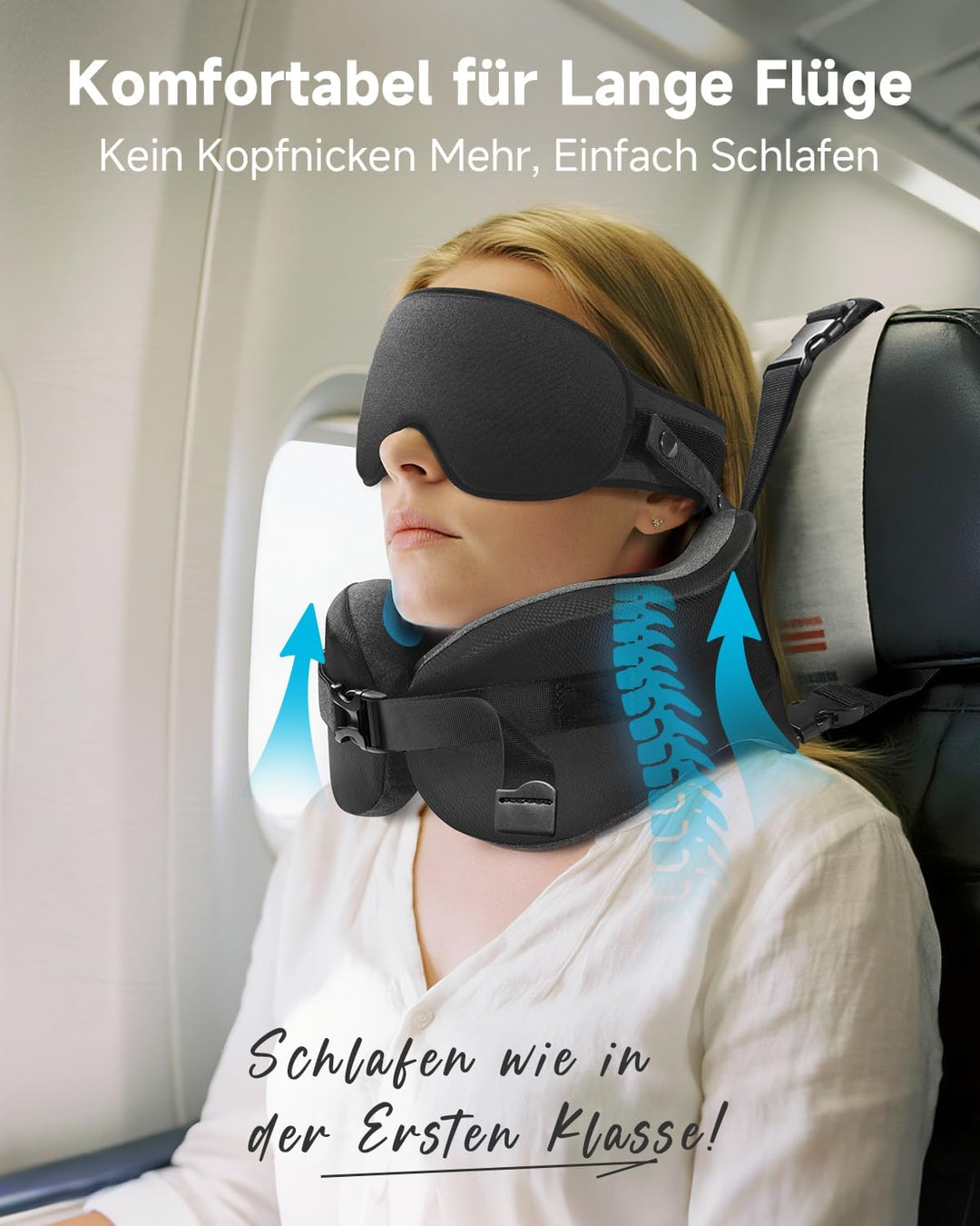 Umisleep Nackenkissen Flugzeug für Langen Flug, mit 3D-Schlafmaske, Nackenkissen Memory Foam 360° St