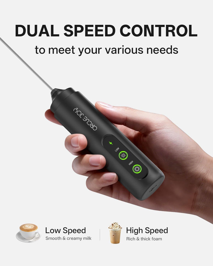 CIRCLE JOY Wiederaufladbarer Milchaufschäumer Handheld mit 2 Geschwindigkeiten, Elektrischer Kaffee-